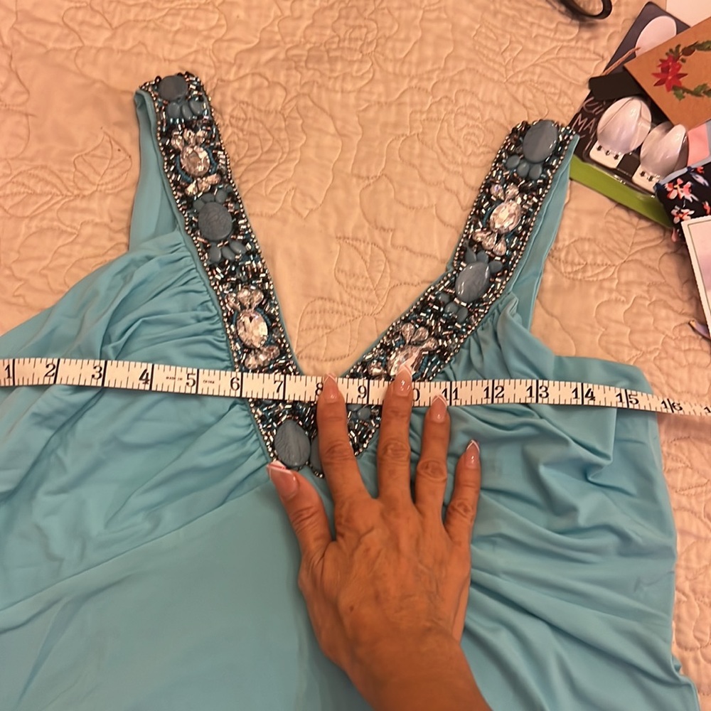 Boston proper Stone Embellished Ruched Tank Top Sizes M, L COLOR Blue Radiance - Picture 8 of 8